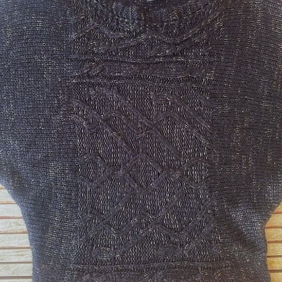 Nine West Jeans Sweater, Black Knit Sweater with Gold Metallic Mesh, Size S - Picture 9 of 9